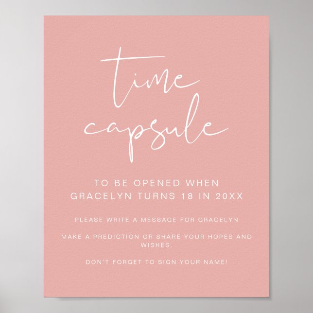 Poster LEAH Vibrant Pastel rose Baby shower temps Capsule (Devant)