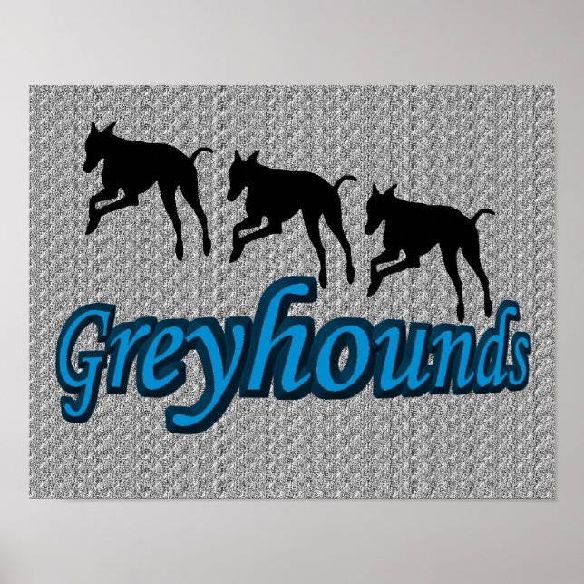 Poster Leaping Greyhound Silhouettes (Devant)