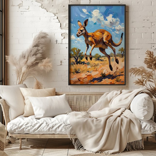 Poster Leaping Kangaroo Peinture (Créateur téléchargé)