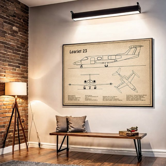 Poster Learjet 23 - Plan de dessin du plan d'avion SD (Créateur téléchargé)