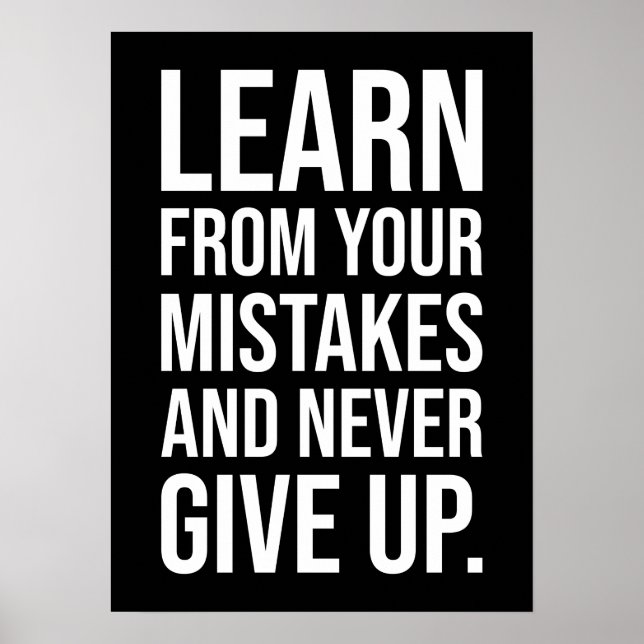Poster Learn From Your Mistakes And Never Give Up (Devant)