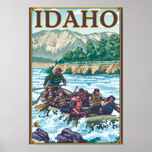 Poster L'eau blanche transportant par radeau - l'Idaho
