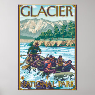 Poster L'eau blanche transportant par radeau - parc