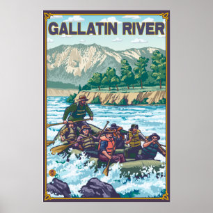 Poster L'eau blanche transportant par radeau - rivière d