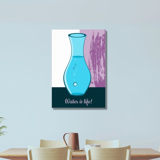 Poster L'Eau Carafe De Verre Bleu Est Vie ! (Water is life!)