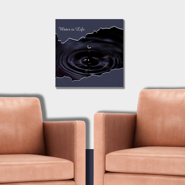 Poster L'Eau Est La Vie ! Photo de gouttelettes d'eau (Water is Life, Gray Wall Art Poster)