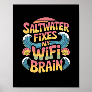 Poster L'eau salée répare mon cerveau Wifi - Vacances drô