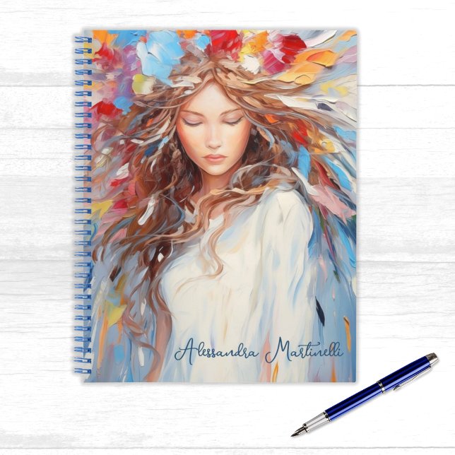 Poster Lebender Abstrakter Engel Friedlich, schmer Notizbuch (Vibrant Colors Abstract Angel 
Personalized Notebook for Inspirational writing)