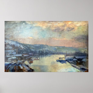 Poster Lebourg - La Seine à Rouen en hiver