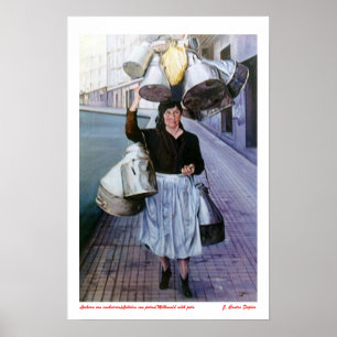 Poster Lechera con cacharros/Milkmaid avec pots
