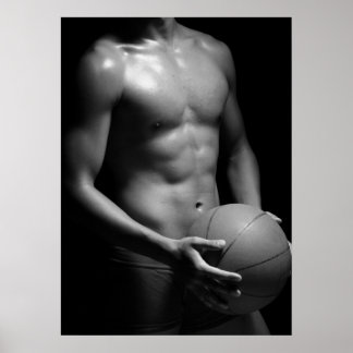 Poster Lecteur de basket W7 en noir et blanc