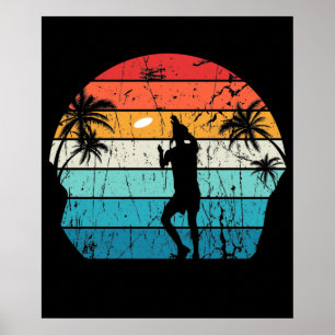 Poster Lecteur de disque Frisbee Vintage Summer Beach
