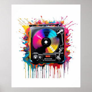 Poster lecteur de disques arc-en-ciel