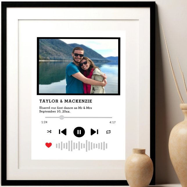 Poster Lecteur de Musique Photo Personnalisée (Music Player Personalized Photo Poster by Ricaso. Printed/digital download. Add your own photograph)