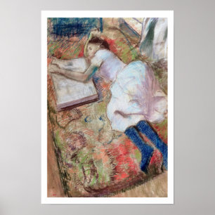 Poster Lecteur d'Edgar Degas   se couchant, c.1889
