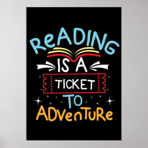 Poster Lecteur Lecture De Cadeaux Est Un Billet À Aventur