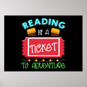 Poster Lecteur Lecture De Cadeaux Est Un Billet À Aventur