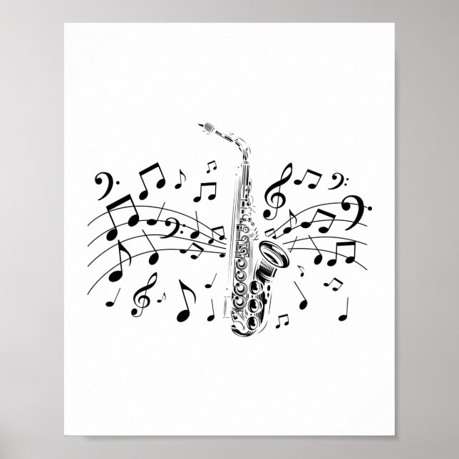 Poster Lecteur saxophone Instrument de musique musicien C (Devant)