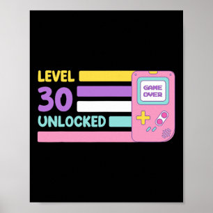 Poster Lecteur vidéo Niveau 30 Débloqué 30 Ans Anniversai