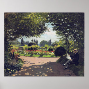 Poster Lecture d'Adolphe Monet dans le jardin, 1866