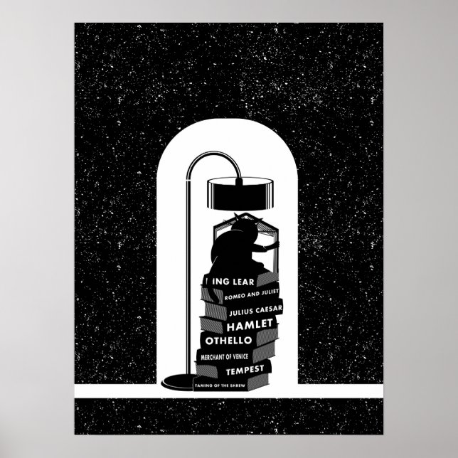 Poster Lecture de chats noirs Shakespeare Joues (Devant)