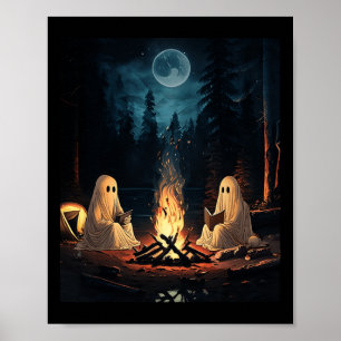 Poster Lecture du livre d'Halloween Ghost Forest Camping 