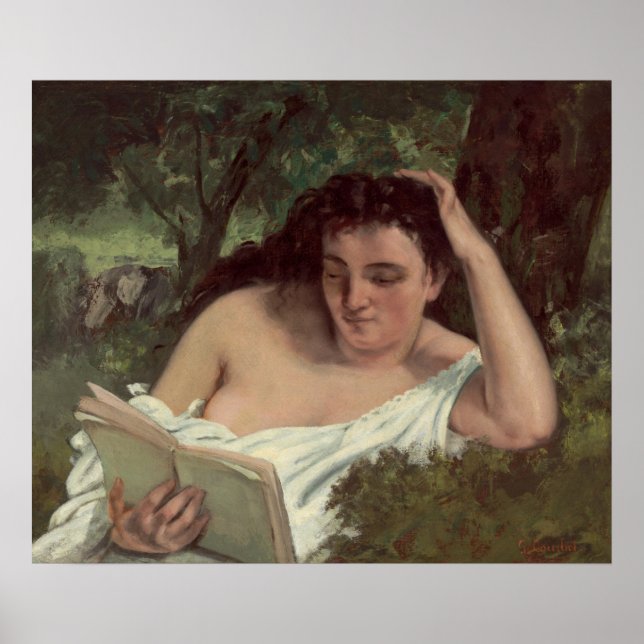 Poster Lecture Jeune Femme - Gustave Courbet Art (Devant)