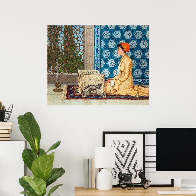 Poster Lecture jeune femme | Osman Hamdi Bey | (Bureau à domicile)