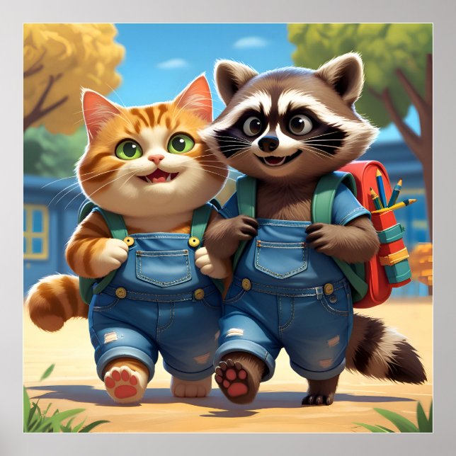 Poster Lecture, orthographe, sacs à dos et sourires V2 (Devant)