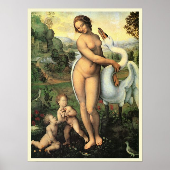 Poster Leda et le cygne par Leonardo da Vinci (Devant)