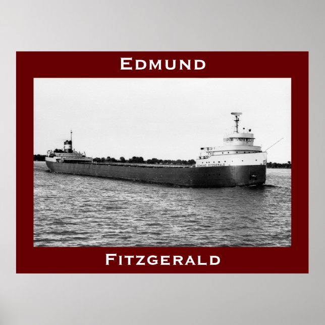 Poster L'Edmund Fitzgerald sur la rivière St. Clair (B&W) (Devant)
