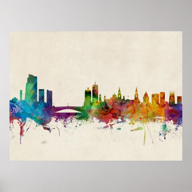 Poster Leeds England Skyline (Devant)