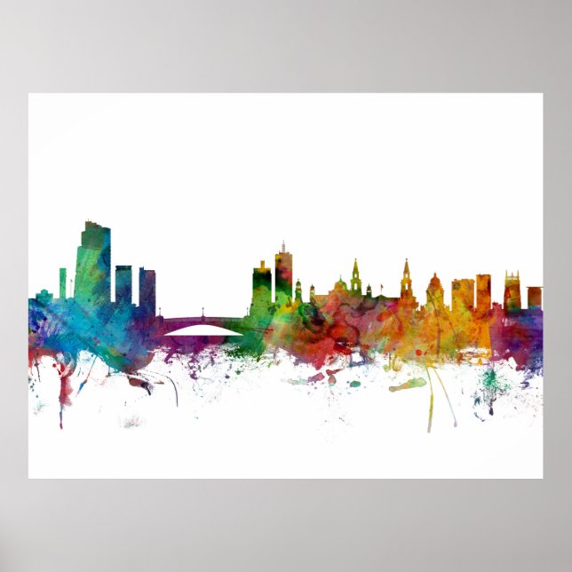 Poster Leeds England Skyline (Devant)