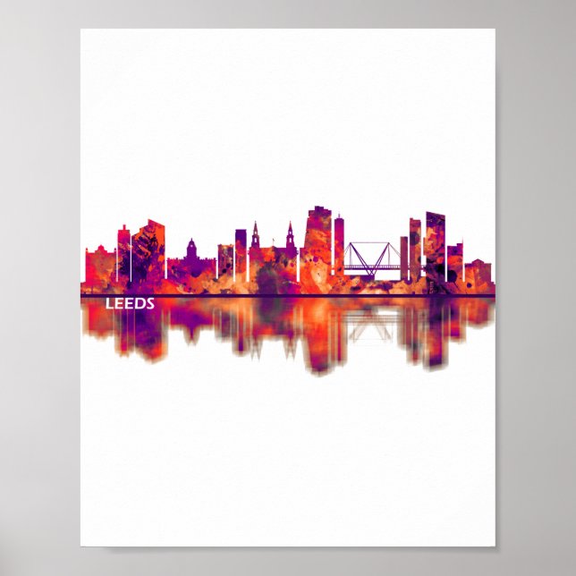 Poster Leeds England Skyline (Devant)