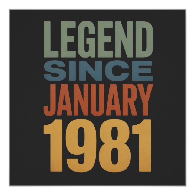 Poster Legend Since January 1981 Retro Birthday Classic (Devant)