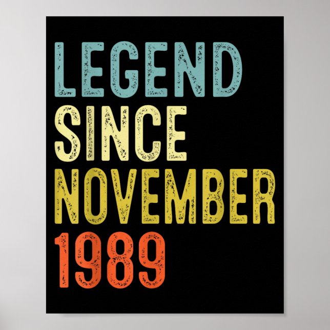 Poster Legend Since November 1989 36th Birthday 36 Year O (Devant)