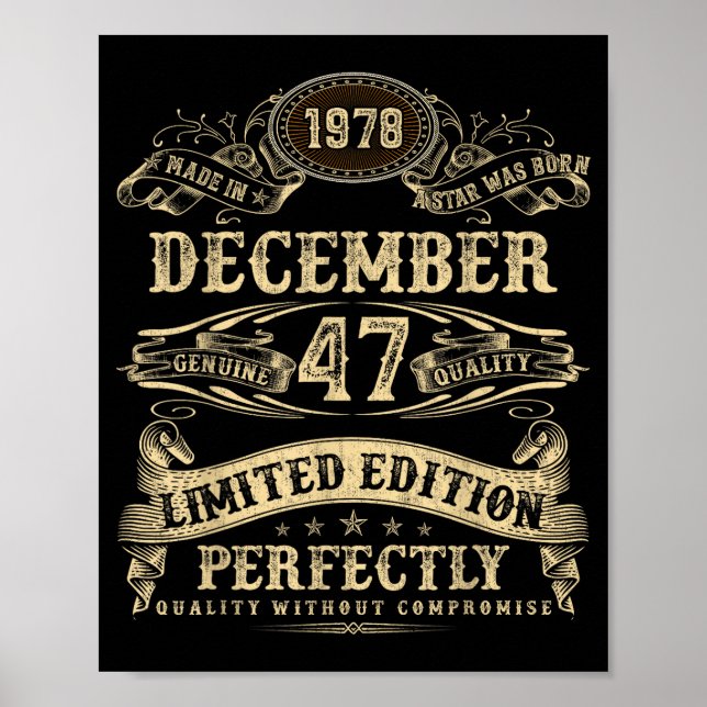 Poster Legendary Man Born December 1978 47th Birthday  (Devant)