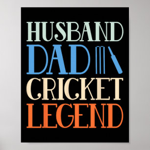 Poster Légende de cricket de papa Husnd - Joueur de crick
