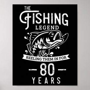 Poster Légende de la pêche Cadeau d'anniversaire 80 ans p