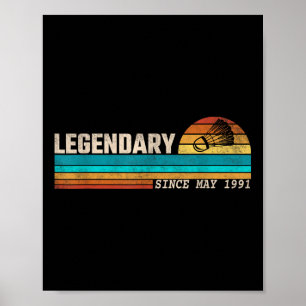 Poster Légende Joueuse de Badminton Depuis Mai 1991 Anniv