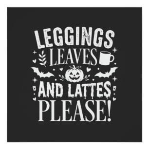 Poster Leggings Halloween Feuilles et Lattés Café d'Autom
