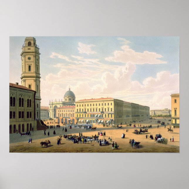 Poster L'église catholique et la rue Mikhailovskaya (Devant)