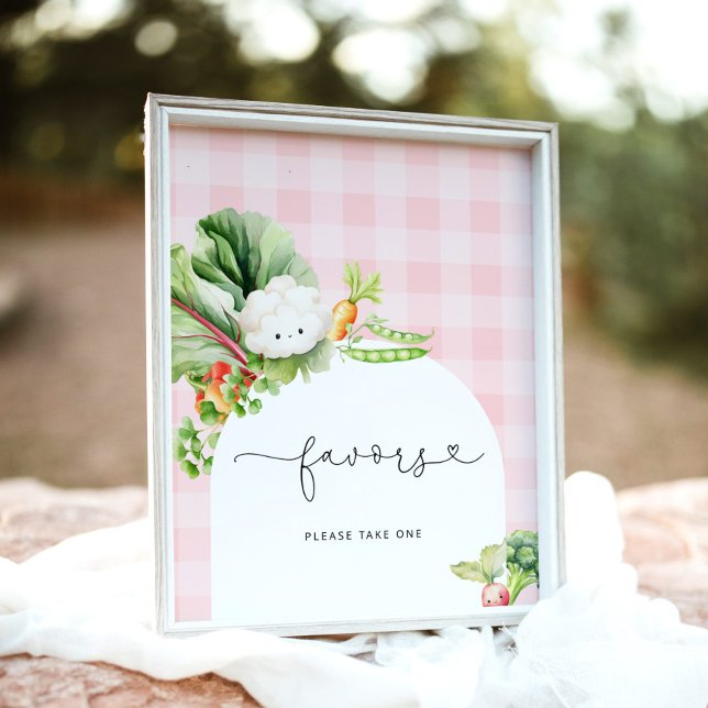 Poster Légumes locaux baby shower rose Faveurs (Créateur téléchargé)