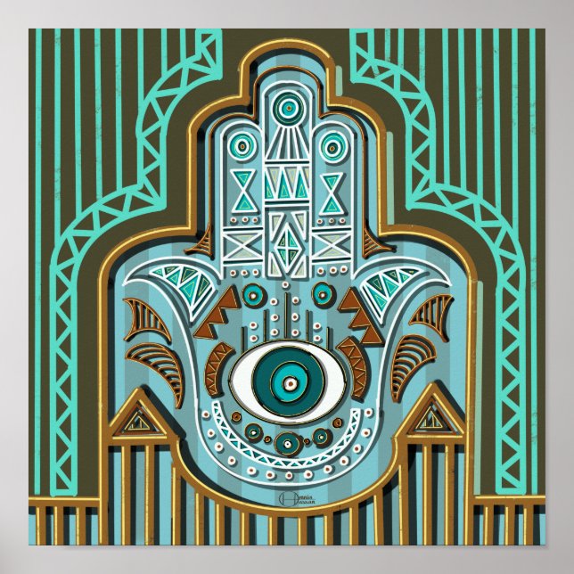 Poster L'Egyptien Hamsa Hand Khamsa De Fatimah (Devant)