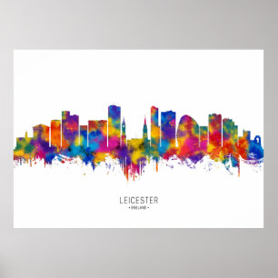 Poster Leicester England Skyline