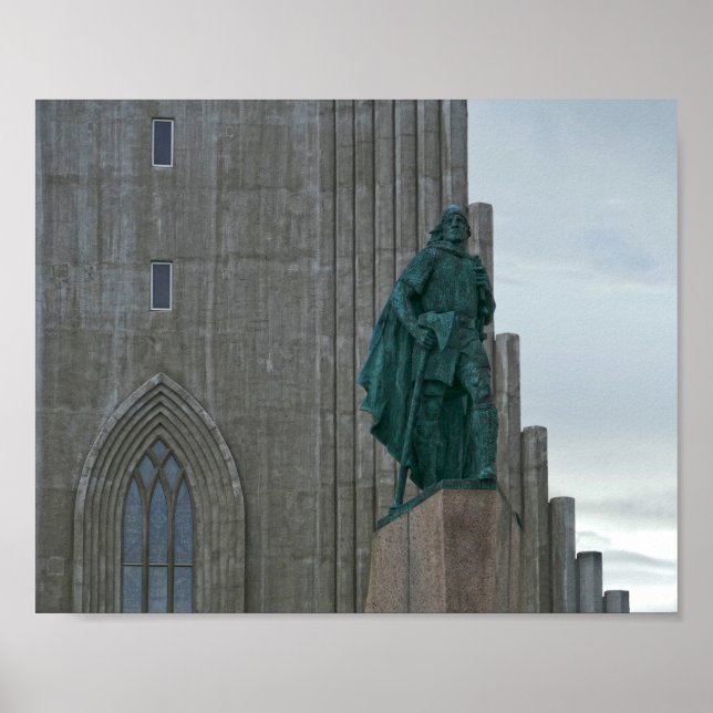 Poster Leif Erikson, Hallgrimskirkja, Reykjavik, Islande (Devant)