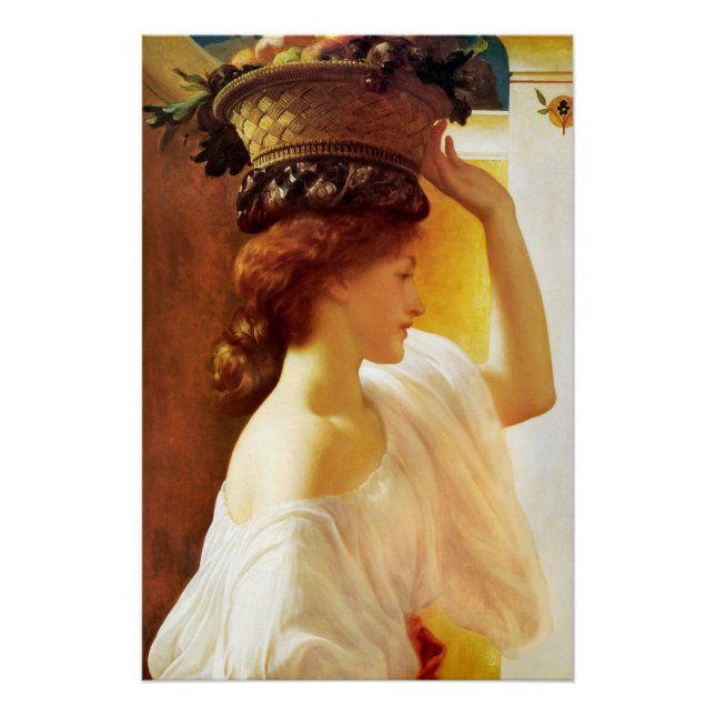Poster Leighton Eucharis Girl avec panier de fruits Mise  (Devant)