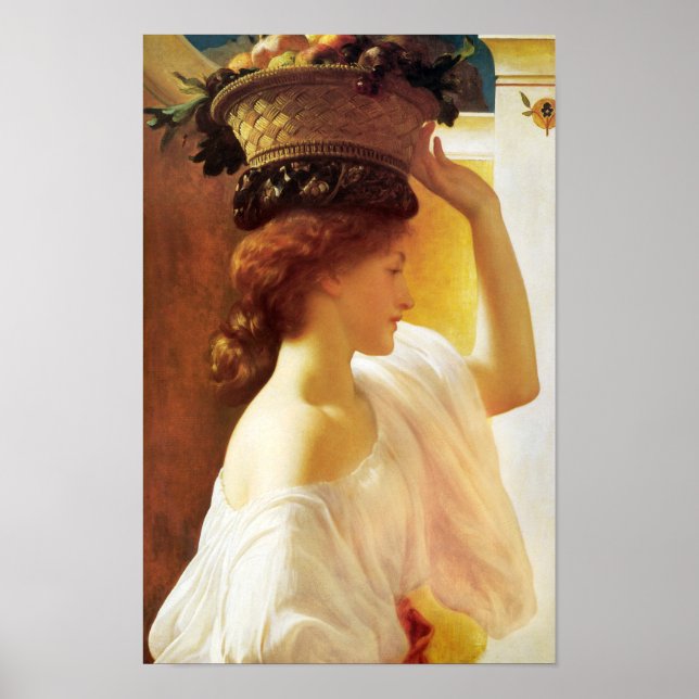 Poster Leighton Girl with a basket fruit CC0673 Cardstock (Devant)