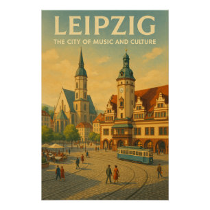 Poster Leipzig, Allemagne Voyage Rétro