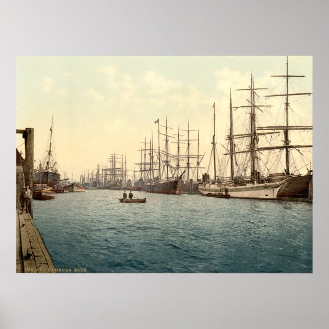 Poster L'Elbe, Hambourg, Allemagne (Devant)